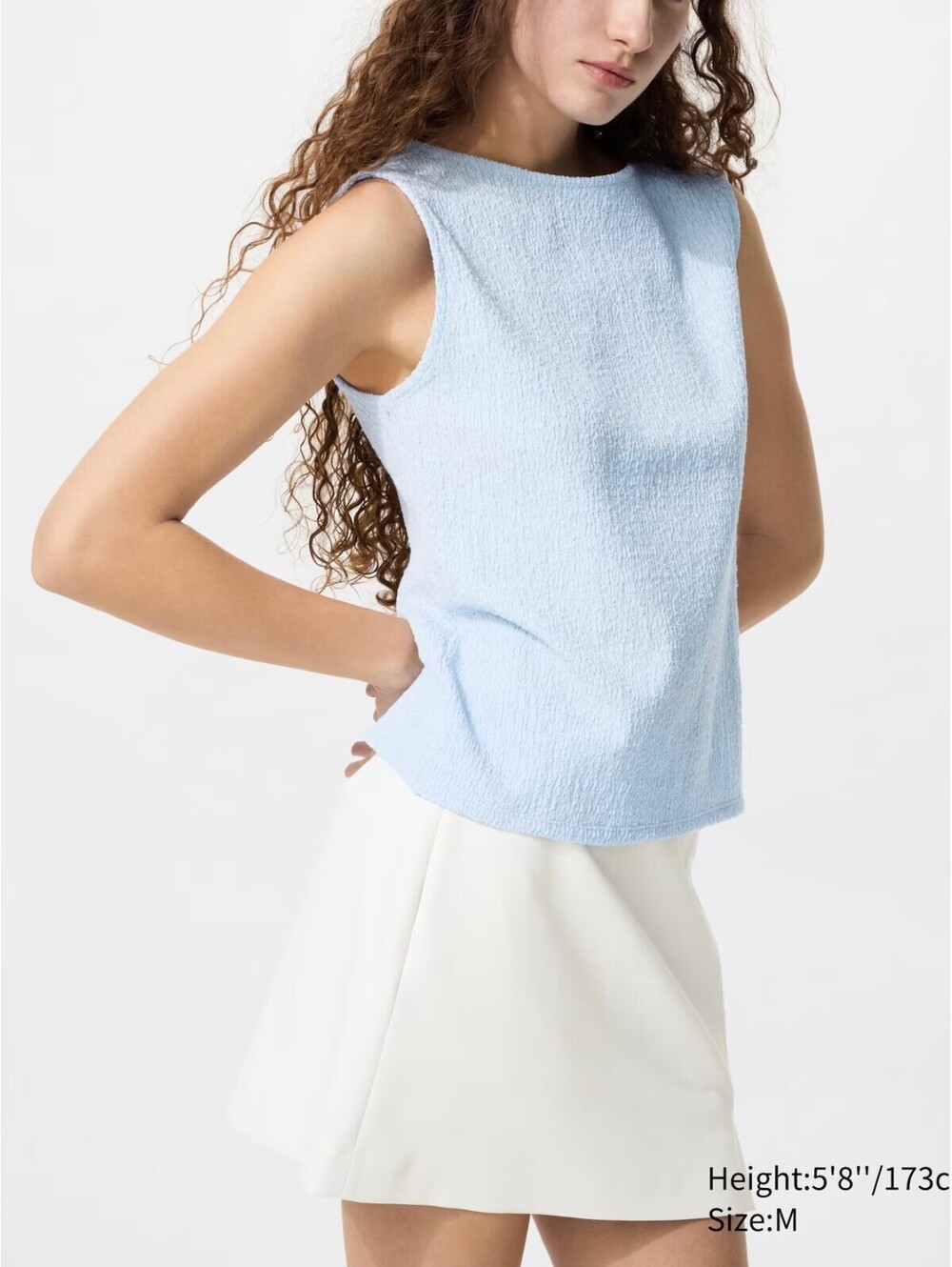 Uniqlo Shirring Boat Neck Sleeveless T-Shirt NWT Light Blue XL
